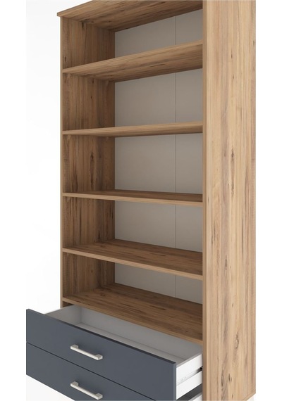 Hyperion Dolap 5 Raflı 2 Çekmeceli 88x44x195 Çam-antrasit Çam