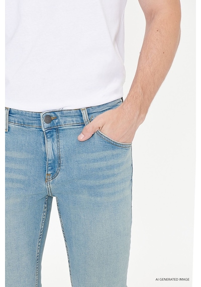 AC&Co / Altınyıldız Classics Ekstra Slim Fit Dar Kesim Pamuklu Riss Erkek Jean Kot Pantolon - Petrol Mavisi