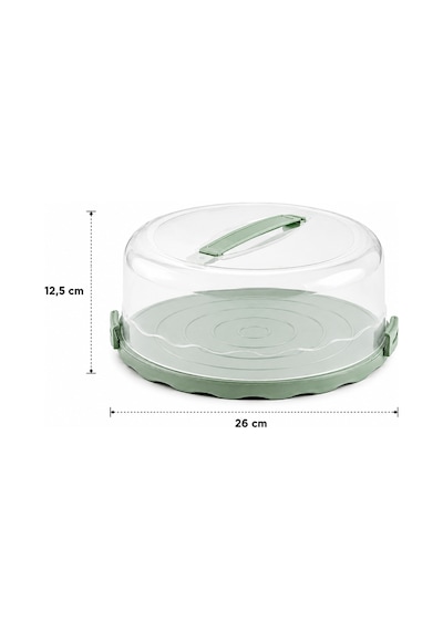 Porsima L-00501-2 Kilitli Kulplu Yuvarlak Kek Ve Pasta Taşıma Fanusu 26 Cm Turkuaz / Su Yeşili
