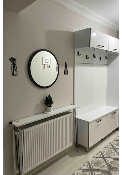 Dekoratik Yuvarlak Ayna 45 Cm Çap Antre Hol Koridor Duvar Salon Mutfak Banyo Ofis Makyaj Aynası - Siyah Siyah