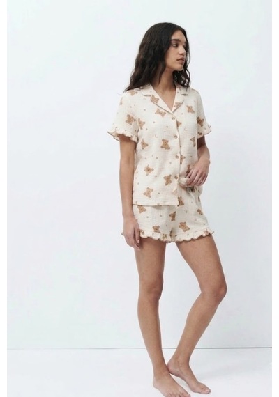Womanandkids Kar Beyaz Kadın Desenli Trend Pijama Takımı