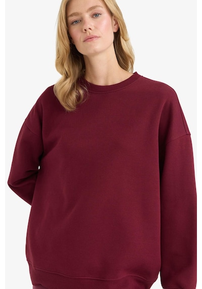 Defacto Oversize Geniş Kalıp Bisiklet Yaka Basic Düz Kalın Sweatshirt F9628ax25aubr115 Bordo