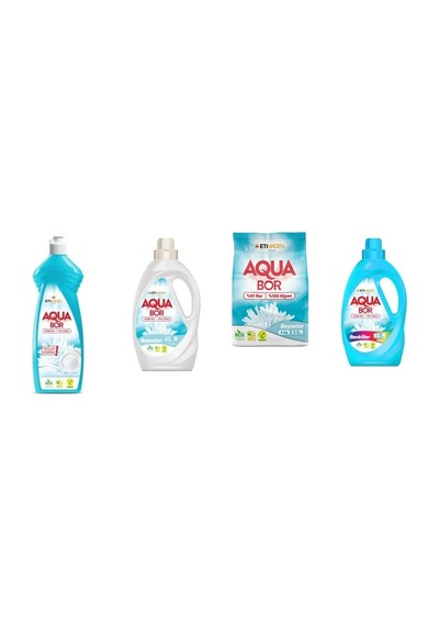 Aquabor Doğal Mineralli Elde Bulaşık + Sıvı Beyaz + 4 Kg Beyaz + Sıvı Renkliler 4 Lü Set 79916469