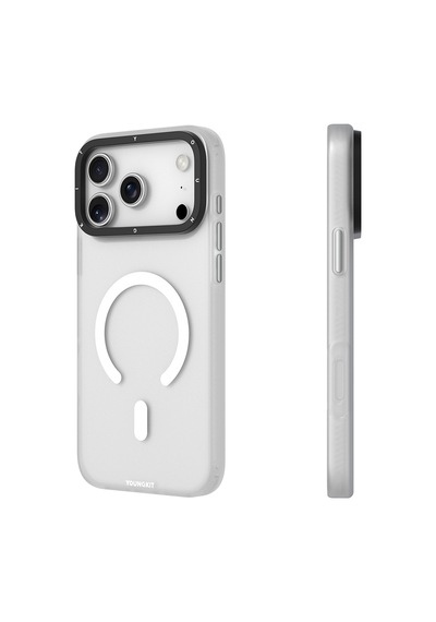 Apple Uyumlu iPhone 17 Pro Max Kılıf M-safe Şarj Özellikli Youngkit Hidden Sand Serisi Kapak Beyaz Beyaz