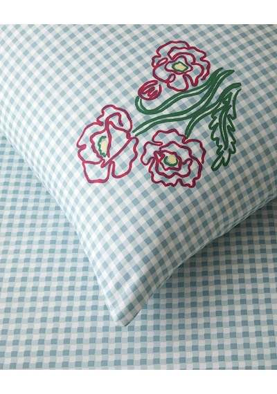 Pastel Gingham Pamuklu Çift Kişilik Nevresim Seti 200x220 Cm Pembe - Turuncu