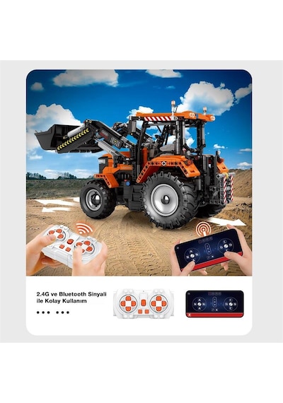 Reobrix Technic 22024 Kepçeli Traktör Loading Tractor Kumanda&motorlu Yaratıcı Yapı Blok Seti Building Blocks- 1496 Parça