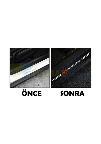 Kia Sportage Logo Karbon Kapı Eşiği Koruma Oto Sticker 4 Parça