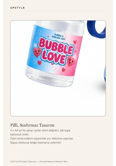 Flashpop Otomatik Köpük Baloncuk Tabancası Mavi Sızdırmaz, Pilli
