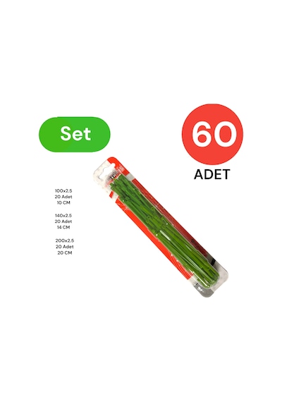 Tek-iş Plastik Kablo Bağı Klipsi Cırt Kelepçe Set 100-150-200 X 2.5 Mm Yeşil 20 X 3 60 Adet