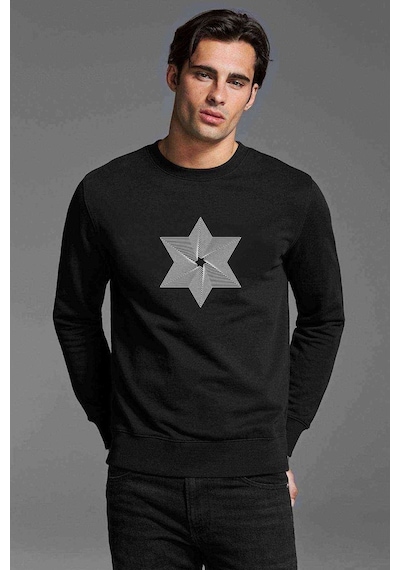 Hipnos David Baskılı Siyah Erkek Örme Sweatshirt