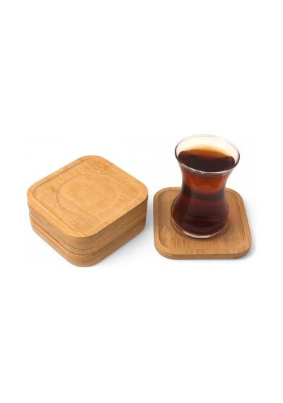 Deconox Bambu Kare Çay Tabağı Bardak Altlığı 6'lı Set Dekoratif Ve Doğal Bambu Altlık Şık Ve Day Sku: Smg8690010567864 Acı Kahverengi