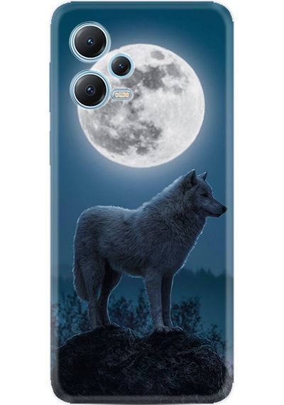 Xiaomi Redmi Note 12 5G Kılıf Resimli Desenli Silikon Platinium Series Wolf Moon 1857