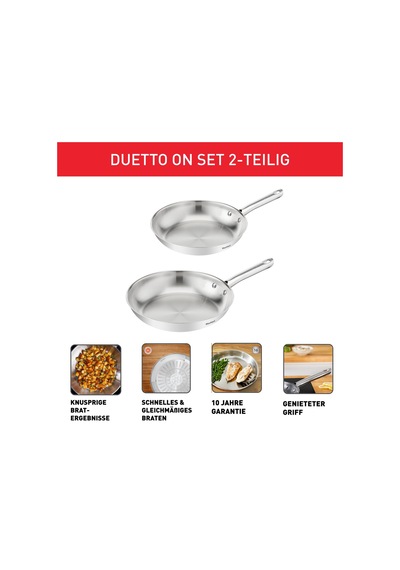 Tefal Duetto Tava Seti, 2 Parça. 24/28 Cm, Yalıtımsız, Kalın Isı Difüzyon Tabanı, Konforlu Sap, Dayanıklı, Her Türlü Sobaya Uygun, Paslanmaz Çelik, B866s234 Siyah Tefal Duetto Tava Seti, 2 Parça. 24/28 Cm, Yalıtımsız, Kalın Isı Difüzyon Tabanı, Konforlu Sap, Dayanıklı, Her Türlü Sobaya Uygun, Paslanmaz Çelik, B866s234 Siyah