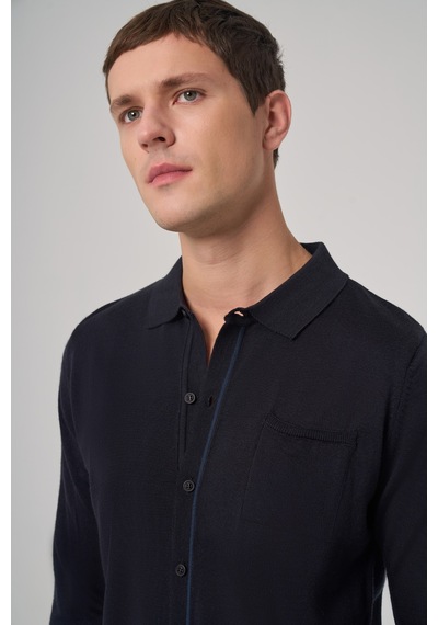 Morven Erkek Lacivert Trend Polo Yaka Gömlek Triko 26kc017005200 Lacivert Lacivert