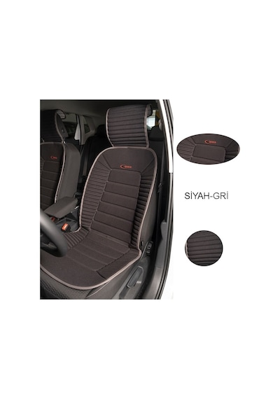 Chery Tiggo 7 Pro Max Intelligent Uyumlu Koltuk Minderi Ön 2'li Set Bumerang Siyah Gri Çizgili
