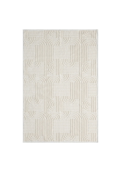 Modern Koton Bukle Kilim Lateks Taban 60x100/80x120/80x200/80x300/80x150/120x180/160x240-759 Krem