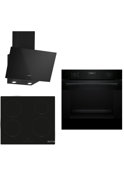 Bosch HUA717BA0T - PUE611BB5E - DWK63PJ60T İndüksiyon Ocaklı Siyah 3 Lü Ankastre Set 635