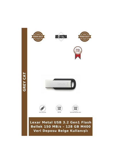 Lexar Metal Usb 3.2 Gen1 Flash Bellek 150 Mb/s 128 Gb M400 Veri Deposu Belge Kullanışlı
