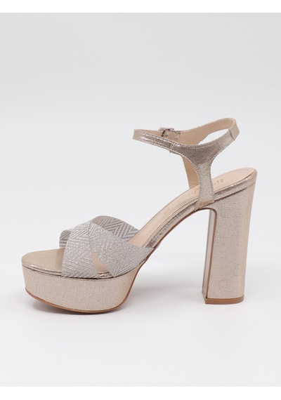 Nesilshoes Nesil Shoes Carel 2057 Altın Simli Platform Kadın Sandalet Altın Sim