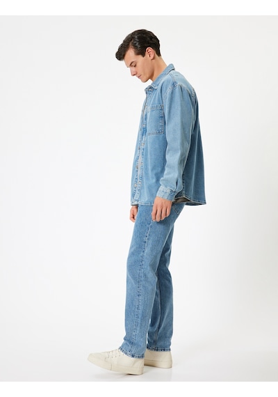 Koton Straight Fit Kot Pantolon - Mark Jean Orta İndigo 5wam40159nd İndigo