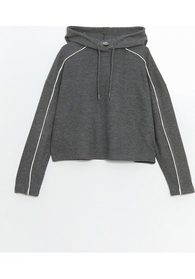 Lcw Modest Gri Kapüşonlu Oversize Kadın Sweatshirt Tunik