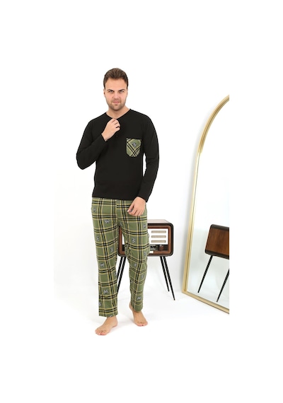 Akbeniz Erkek Uzun Kol Penye Siyah Pijama Takımı 6861 Siyah
