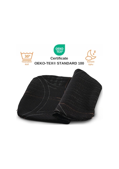 Rudu Siyah Neron Yastık Kılıfı Visco Visko 60x40x14cm Siyah