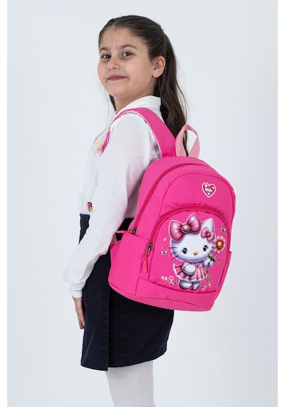 Pembe Hello Kitty Figürlü Kız Çocuk Anaokulu Sırt Çantası Çiçek Desenli, Sevimli Kreş Çantası Pembe