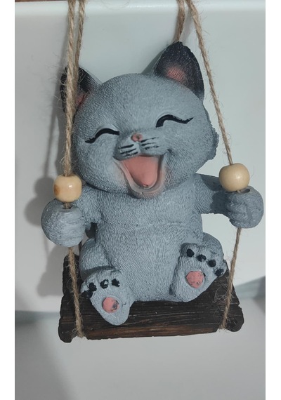 Sallanan Kedi Polyester Duvar Balkon Bahçe Süsü 5 Farklı Renk 02