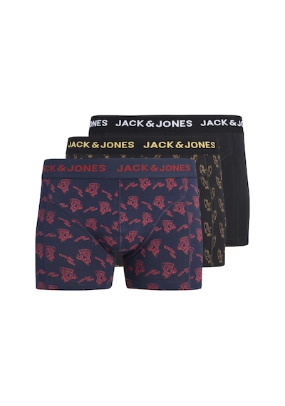 Jack & Jones Erkek 3'lü Boxer Paketi - Logo - 12298686 Siyah