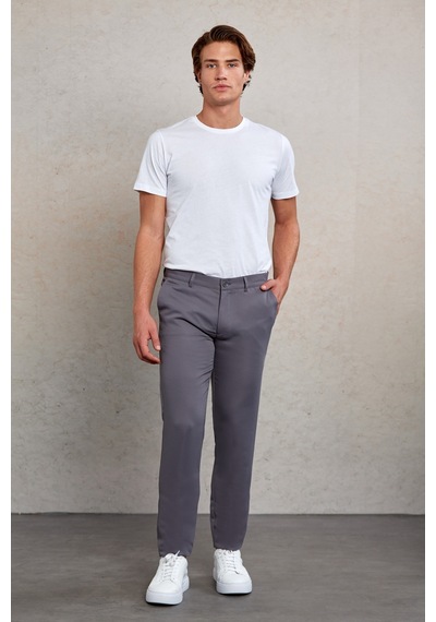Hatemoğlu Gri D. Slim Fit Desenli Yandan Cep Kanvas Pantolon Gri Hatemoğlu Gri D. Slim Fit Desenli Yandan Cep Kanvas Pantolon Gri