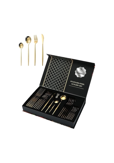 410 Çelik 24 Parça Gold Yemek Kaşık Çatal Bıçak Seti Cin518sr Diğer