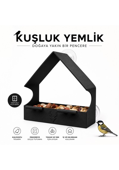 Yapışkan + Vantuzlu Kuş Yemlik Bahçe Tipi & Ev Tipi Kullanım Özel Tasarım