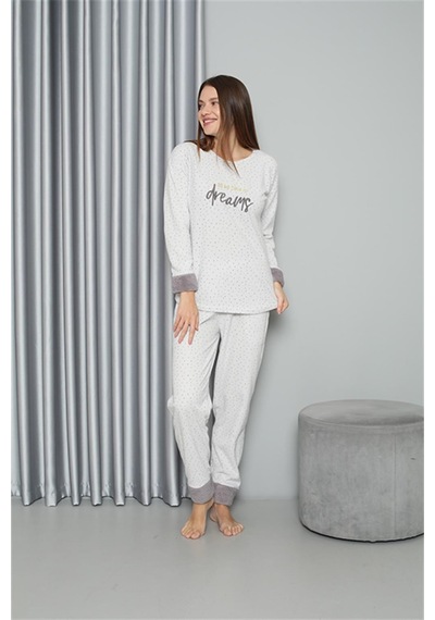 Akbeniz Welsoft Polar Kadın Pijama Takımı 8515 - M Ekru