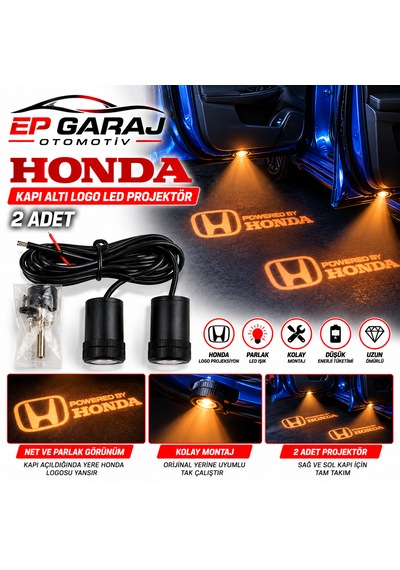 Honda Kapı Altı Logo Led Projektör Kırmızı Renk 2 Adet Takım -