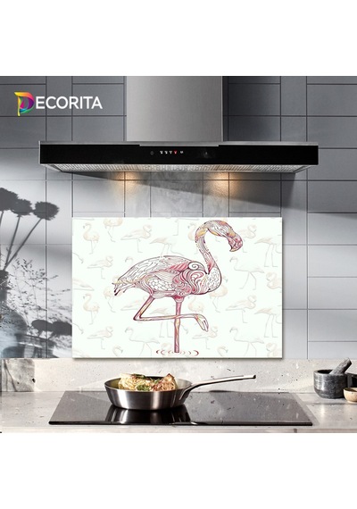 Decorıta Cam Ocak Arkası Koruyucu | Flamingo
