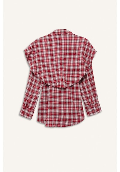 Defacto Regular Fit Kareli Gofre Dokulu Uzun Kollu Tunik G8348ax26sprd117 Kırmızı-rd117