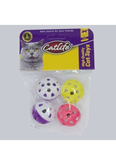 Catlife 4 CM Çıngıraklı Top Kedi Oyuncağı 4'lü Çok Renkli