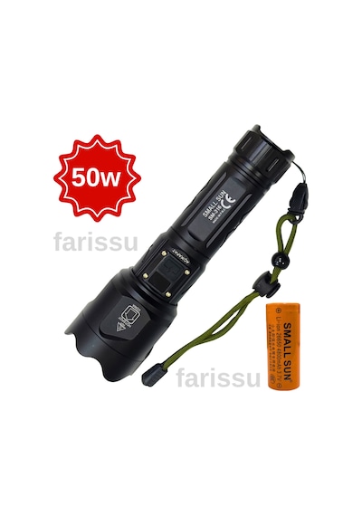 Small Sun Sm-316 50w 1000 Lümen 800m Menzilli Şarjlı Led El Feneri Siyah
