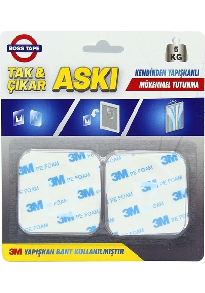 Boss Tape 3869 Tak Çıkar Askı 60mmx60mm 2li Blister