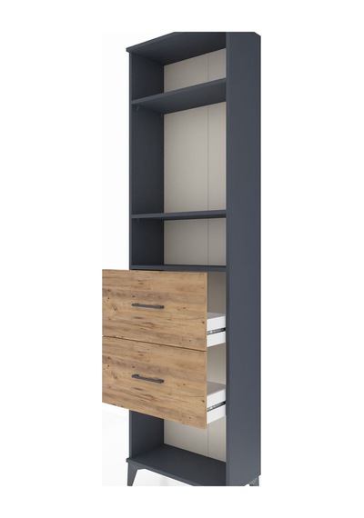 Arges Dolap 3 Raflı 2 Çekmeceli 60x30x221 Antrasit-çam Antrasit