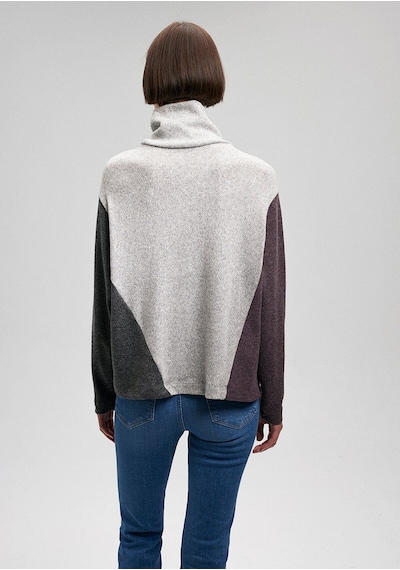 Mavi Dik Yaka Blok Renk Tişört Loose Fit / Bol Rahat Kesim 1612012-83096 Gri-83096