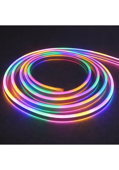 Neon Led Rgb Şerit 5 Metre Dış Mekan Uyumlu Ip65 12v 96 Led/m Yeni Nesil Esnek Neon Aydınlatma