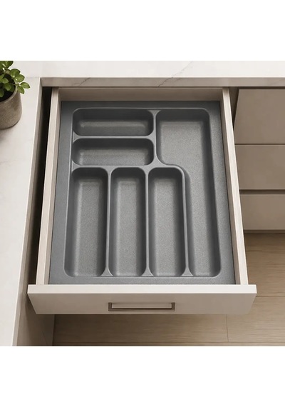 Starax 45 Cm Gri Plastik Kaşıklık 6 Gözlü 39x49 Cm S-2284-gp Çok Renkli