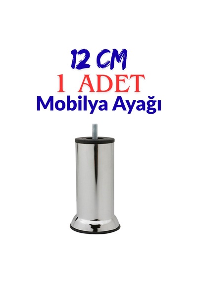 Klc M8 İnce Diş Krom Metal Mobilya Ayağı - Kanepe, Baza, Koltuk Yükseltme Ayağı 12 Cm Gri Gri