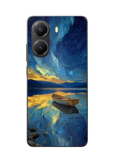 Poco X7 Pro Uyumlu Yıldızlı Gece Ve Kayık Manzaralı Baskılı Silikon Kılıf