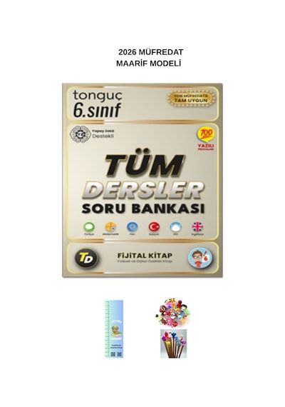 Tonguç 6. Sınıf Fijital Tüm Dersler Soru Bankası Tırtıl A.+ Kalem Başlığı