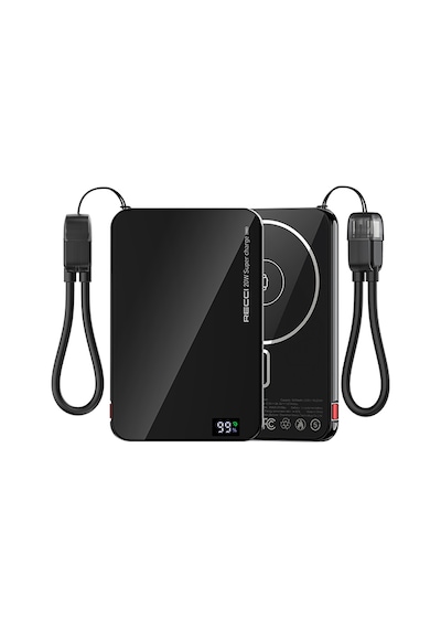 Recci Rpb-w41 Pd 20w Ultra İnce Hızlı Şarj Özellikli Type-c Kablolu Powerbank 15w 5000mah Siyah Siyah