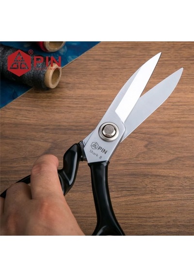 Pin Profesyonel Shark Tipi Kumaş Makası - Deri, Kot, Keçe Kesimi İçin Kısa Uçlu Terzi Makası