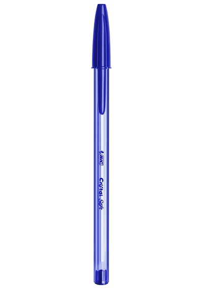 Cristal Soft Tükenmez Kalem, Mavi, 50'li Kutu, 1.2 Mm Orta Kalınlıkta Uç, Şeffaf Gövde, Delikli Kapak